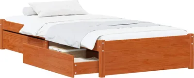 Produktbild von Bettrahmen mit Schubladen 3 pcs Wachsbraun Kiefernholz
