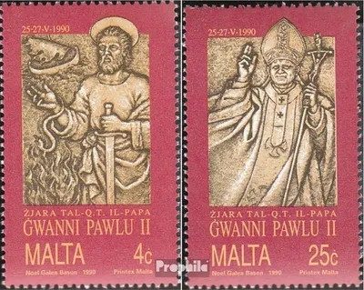 Produktbild von Briefmarken Malta 1990 Mi 841-842 (kompl.Ausg.) postfrisch Papst