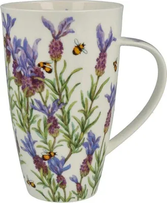 Produktbild von DUNOON Becher Henley Lavender 0,6 l Bone China Kaffeetasse Lavendelmotiv 600 ml