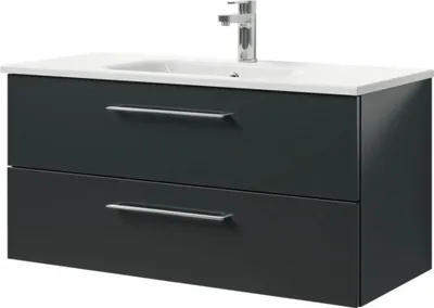 Produktbild von Pelipal Badmöbel-Set Sunline 121 BxHxT 101 x 50 x 46 cm Frontfarbe anthrazit mit Mineralguss-Waschtisch und Waschtischun