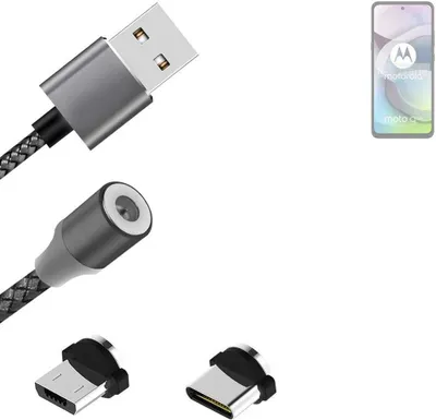 Produktbild von K-S-Trade Hochwertiges Magnet-Lade-kabel Sync-Kabel Daten-Kabel für Motorola Moto G 5G (2024) mit USB-Typ-C-Anschluss und Micro-USB-Anschluss 2A bis