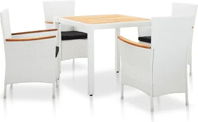 Produktbild von The Living Store 5-tlg. Garten-Essgruppe Poly Rattan Weiß