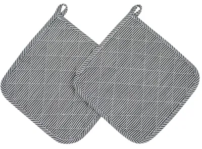 Produktbild von 2er Set Topflappen, 100% Baumwolle, 24x24 cm, s/w-gestreift