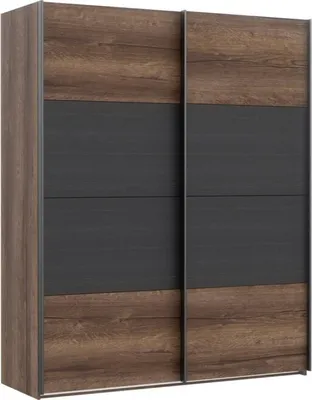 Produktbild von Furniture24 Schwebetürenschrank RMRS824E1 Schrank in Schlammeiche und Schwarzeiche  Kleiderschrank, 170 cm breit