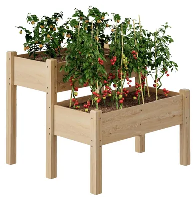 Obrázek produktu pro Zvýšený dřevěný záhon, ergonomický design, dvoustupňová konstrukce, dřevo