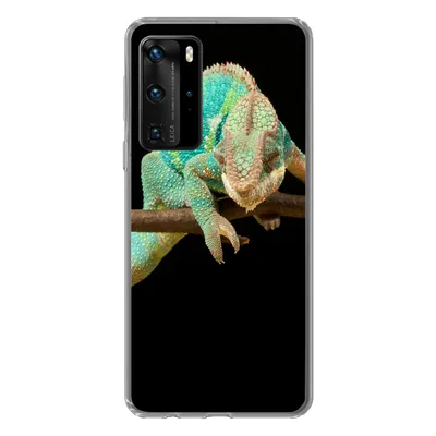 Produktbild von MuchoWow® Handyhülle Schutzhülle Hülle für Huawei P40 Pro Chamäleon - Zweig - Pastell Silikon Softcase Handy Hülle - Schutz