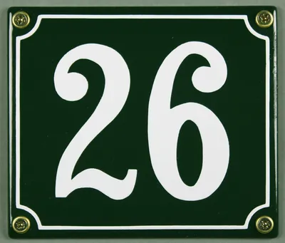 Produktbild von Hausnummernschild 26 grün 12x14 cm Schild Emaille Hausnummer Haus Nummer Zahl Ziffe
