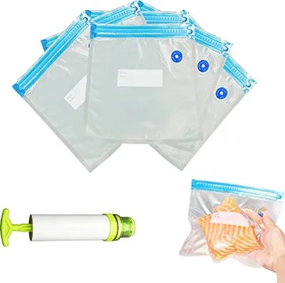 Produktbild von Pack 10 wiederverwendbare Vakuumbeutel, Kit, Schaltpumpe der Aufbewahrungstaschen, Konservierungsfutter