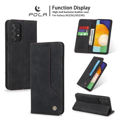 Obrázek produktu pro RetroPolyuretankožené pouzdro pro Samsung Galaxy A52 5G / A52 4G peněženkový design pouzdro s držákem na karty a stojánkem černé