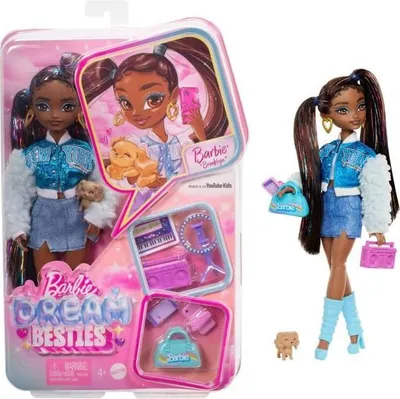Image de Poupée Barbie Équipe de Rêve Brooklyn, 8 Accessoires Thème Musique, Cheveux Noirs, Vêtements Amovibles, Articulée