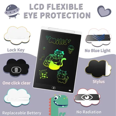 Imagen del producto de Tableta LCD de 10 pulgadas, con pantalla de colores, ideal para niños para fomentar el aprendizaje creativo