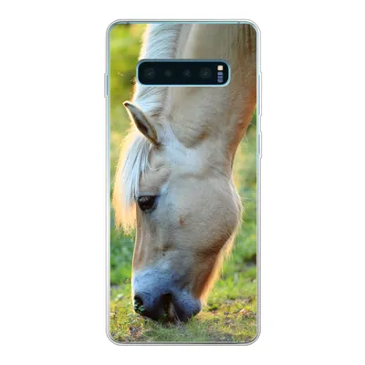 Produktbild von MuchoWow® Handyhülle Schutzhülle Hülle für Samsung Galaxy S10 Plus Weidendes Fjordpferd an einem Sommertag Silikon Softcase Handy Hülle - Schutzhülle