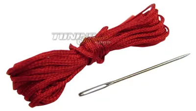 Produktbild von Nadel + Faden für Leder Lenkradbezug Lenkradhülle Schoner Lederlenkrad = ROT !