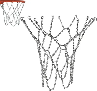 Produktbild von Basketballnetz Metall, Ersatznetz mit S-Haken, wetterfest, für Basketballkörbe