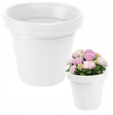 Produktbild von Kaj Großer Runder Weißer Kunststoff-Blumentopf Garten