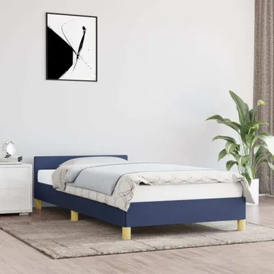 Produktbild von "2026 Promotion" Bettgestell moderne - mit Kopfteil - ohne Matratze - Blau 80x200 cm - Stoff - Polsterbett CC20984