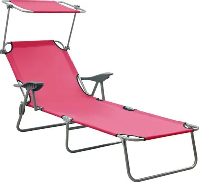 Produktbild von Sonnenliege mit Sonnendach Stahl Rosa
