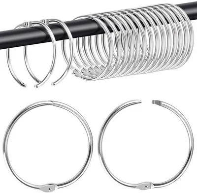 Obrázek produktu pro Uniqoos® Sada 20 kusů stříbrných kovových kroužků na záclony a sprchové závěsy, vnitřní průměr 50 mm, vhodné pro tyče o průměru 47 mm