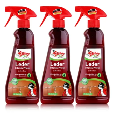 Produktbild von Poliboy Leder Intensiv Pflege 375ml - Pflegt, schützt mit Bienenwachs (3er Pack)