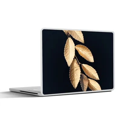 Produktbild von MuchoWow® Laptop Aufkleber Sticker Cover Blätter - Schwarz - Gold - Luxus - Pflanzen 31x22.5 cm - Laptop-Deko