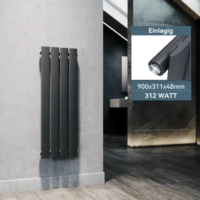 Zdjęcie produktu dla SONNI 900×311mm antracytowy jednowarstwowy grzejnik płytowy Grzejnik pionowy
