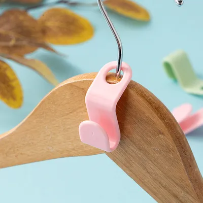 Produktbild von 100STK Kleiderbügel Verbindungshaken Kaskadierende Kleiderbügel Platzsparender Kleiderbügel - Rosa