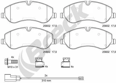 Produktbild von BRECK Bremsbeläge Satz Vorne Bremsklötze für FORD Transit Custom V362 Kastenwagen (FY, FZ) 25602 00 703 00