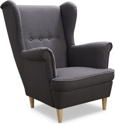 Produktbild von Easy4You Sessel Uszak Dunkelgrau 82x100x86 cm, Relaxsessel, Skandinavischer Sessel, Moderner Polstersessel in Stoff Lux, Wohnzimmermöbel, Füße aus Holz