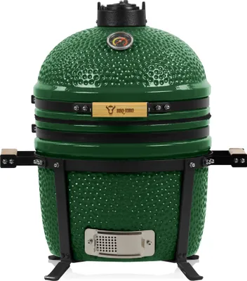 Produktbild von BBQ-Toro Kamado Grill Holzkohlegrill Ø 39 cm "SHIRO" mit Thermometer und Holzgriffen, Grün