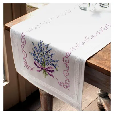 Produktbild von Kreuzstich Set für Tischläufer Lavendel 40 x 100 cm