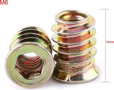 Obrázok produktu pre Šesťhranné matice na nábytok, závitové matice do dreva (M6*15 mm)