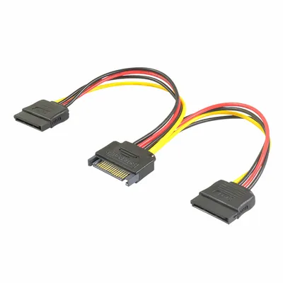 Produktbild von K14 SATA Verlängerung Kabel Stromkabel Stromadapter 15pin Stecker auf 2x Buchse