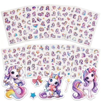 Productafbeelding van Einhorn Glitzerstickers voor Kinderen, 8 Stuks, Waterdicht en Kratzend