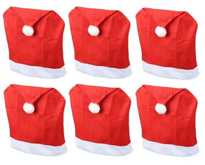 Produktbild von 6 Stück Weihnachts-Stuhlhussen, Nikolaushussen, Weihnachtsstuhlbezug, Stuhldekoration, ca.50 x 62cm, Filzoptik