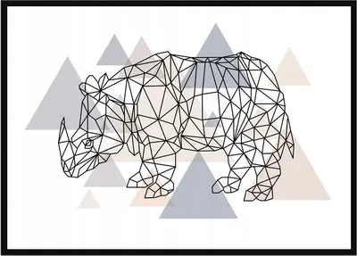 Image de Image Poster dans un cadre 43x33 cm Rhinocéros P1197