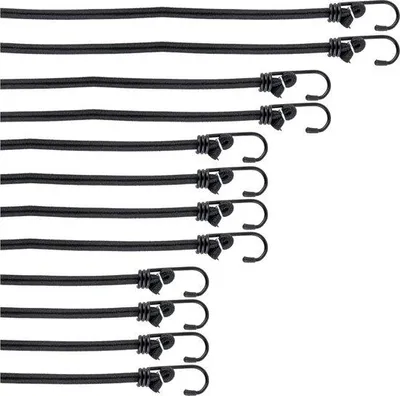Produktbild von Famanu Bungee Seil Set 12 Stück - Elastische Spanngurte mit Haken in 4 Längen