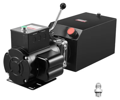 Produktbild von 14 Qt Hydraulikaggregat einfachwirkende Stahlpumpe für Kippanhänger, 22 MPa max. Entlastungsdruck & 6,3 L/min Durchflussrate, Hydraulikpumpe mit Metallbehälter zum Anheben von Kippanhängern
