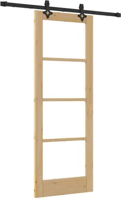 Immagine prodotto di vidaXL Porta scorrevole naturale 73,5 x 198,5 cm in legno massello di pino e vetro