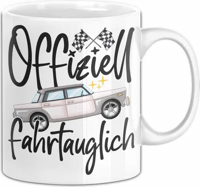 Produktbild von Führerschein Bestanden Geschenk Tasse Bestandener Führerschein Offiziel Fahrtauglich Fahrschule Kaffee-Becher (Weiß)