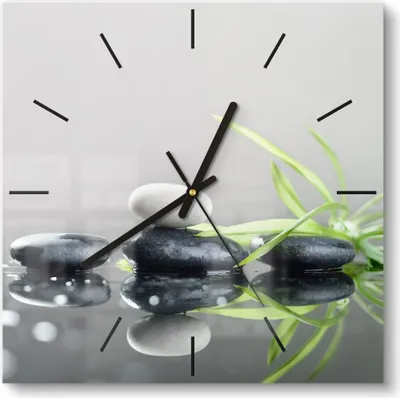 Produktbild von DEQORI Glasuhr 30x30 cm Modern 'Naturstein Arrangement' Wanduhr Glas Uhr Design leise