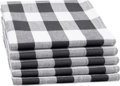 Produktbild von 5er Set Geschirrtücher 50x70 cm, Halbleinen anthrazit kariert