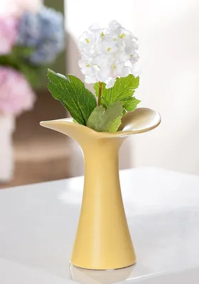 Produktbild von Gilde Kragenvase, Blume, Fleur, Keramik, gelb, VE 12 Höhe: 12.50 cm Breite: 10.00 cm Tiefe: 8.50cm 58483