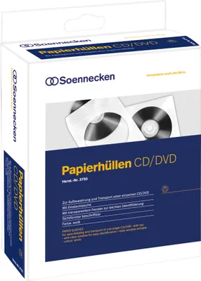 Produktbild von Soennecken CD/DVD Hülle 03750 mF Papier weiß 100 St./Pack.