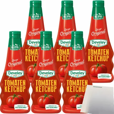 Produktbild von Develey Original Tomato Ketchup 6er Pack (6x500ml Squeeze Flasche) + usy Block