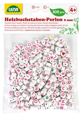 Image de LENA perles lettres en bois blanc rose 300 pièces avec trou