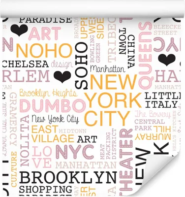 Zdjęcie produktu dla Tapeta Dla Dziewczyny Napisy NOWY JORK Brooklyn Dekoracja Ścienna 3d do pokoju nastolatka