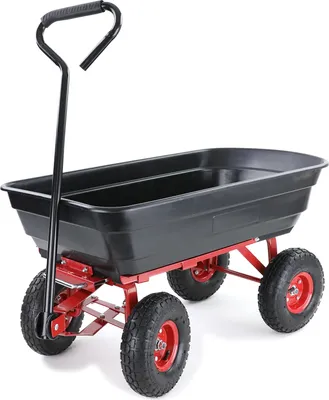 Zdjęcie produktu dla Wózek transportowy Wózek ogrodowy Taczka Wózek ręczny Funkcja przechylania 250 kg Czarny Czerwony