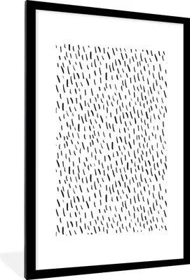 Produktbild von MuchoWow® Gerahmtes Poster Sommer - Linien - Schwarz - Weiß 60x90 cm - Poster mit Schwarzem Bilderrahmen Wandposter Rahmen Foto Bilder - Dekoration - Wandposter Wohnzimmer - Hochwertig