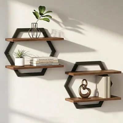 Immagine prodotto di Set di 2 mensole in legno per decorazioni fai-da-te