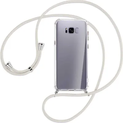 Produktbild von Handykette Backcover-Schutzhülle mit Band (Metall silberfarben) für Samsung Galaxy S8 Plus - broken white